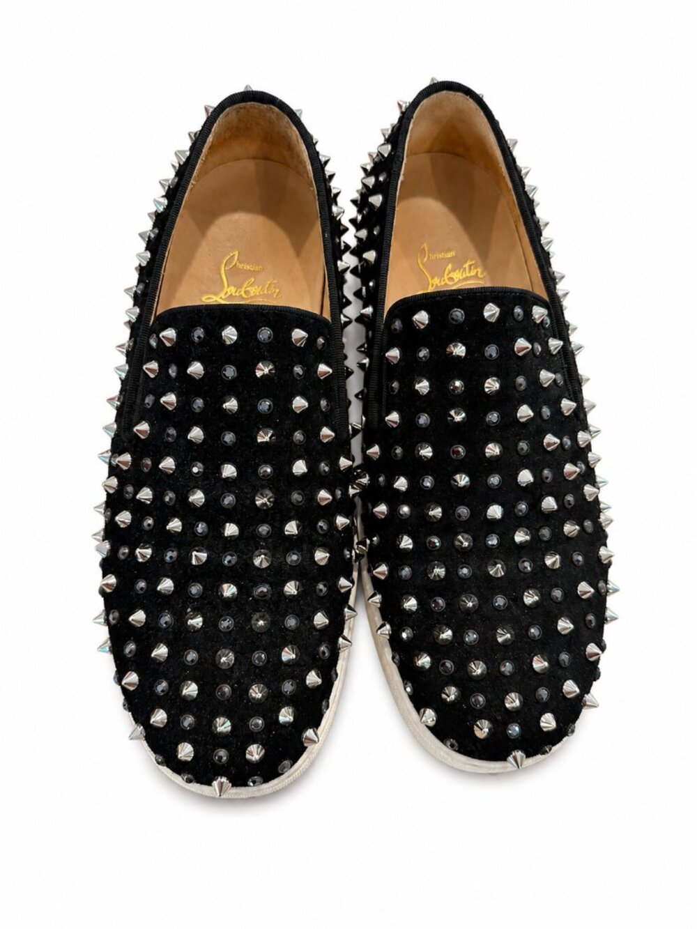 Christian Louboutin Roller-Boat Spiked Slip-On Sneakers Black Size 38.5